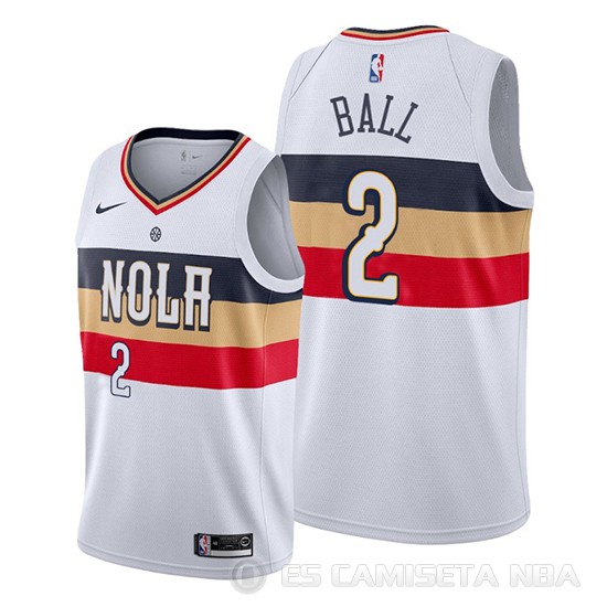 Camiseta Lonzo Ball #2 New Orleans Pelicans Earned Blanco - Haga un click en la imagen para cerrar